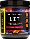 BEYOND RAW LIT V2 Clinical Strength Pre Workout Powder, Hits Harder, större pumpar, koffein, L-Citrulline, Kreatin, Apple Crisp, 30 portioner