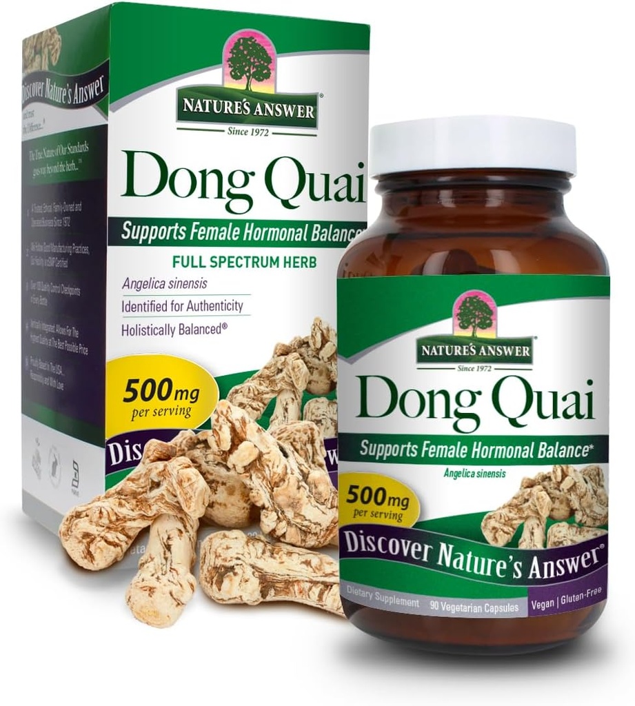 Naturens svar Dong Quai Root 1000mg | Kosttillskott | Stöder kvinnliga hormonbalans | Icke-GMO, Vegan, Kosher Certified & Gluten-Free | Vegetariska kapslar 90ct