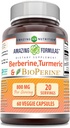 Fantastiska Formler Berberine Turmeric & Bioperine 800mg Per Serving 60 Veggie Capsules Supplement | Non GMO | Gluten Free | Tillverkad i USA | Perfekt för vegetarianer