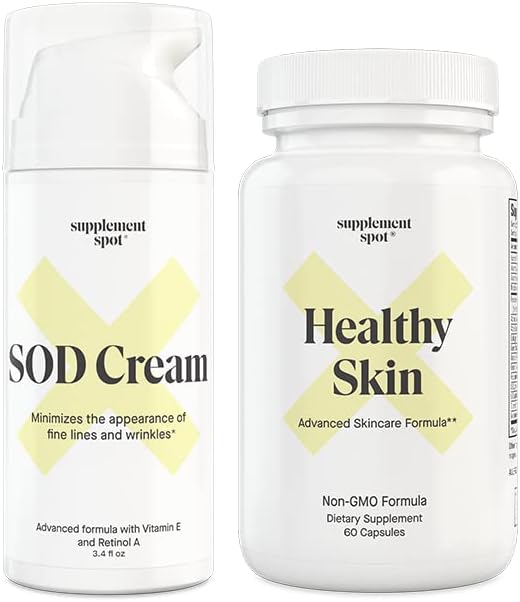 Bundle: SOD Superoxid Dismutase Facial Cream och hälsosam hud Anti-Aging Supplement