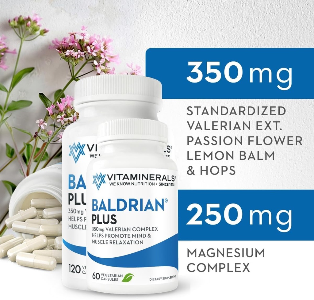 Vitamineraler 33+ Baldrian® Plus Natural Relaxing Support Standardized Valerian Extract (60)