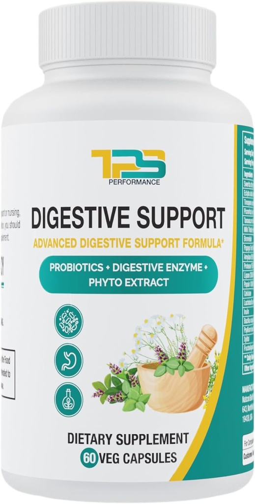 Digestive Support Capsules | Advance Digestive Supports Formel med Probiotika, Digestive Enzyme och Phyto Extract | Gut Health | 60 Veg Capsules