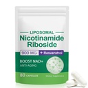 NAD Supplement, NAD + Nicotinamide Riboside Resveratrol 900mg, kosttillskott för hälsosam cellulär funktion, NAD + Bränslen cellulärt försvar och aktiverar anti-aging gener 80 kapslar