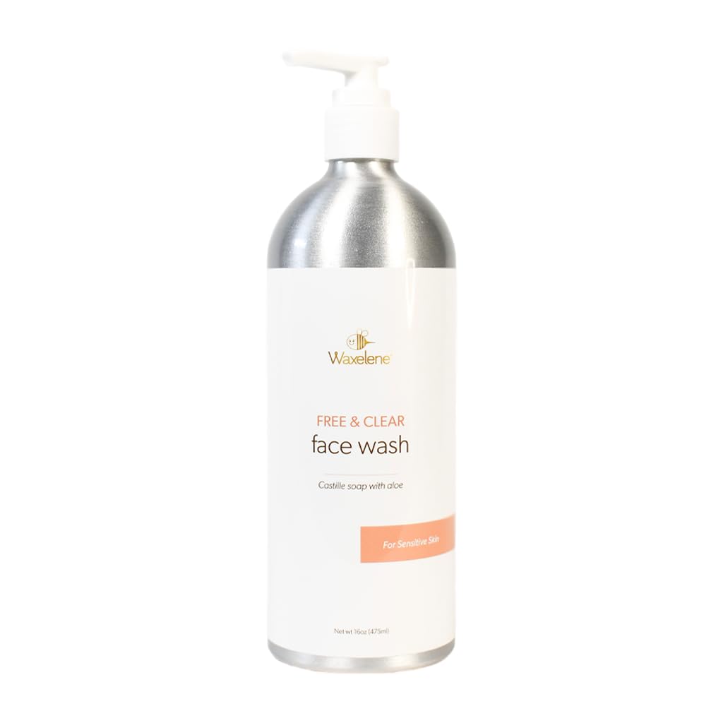 Waxelene Face Wash, Free and Clear, Home Size, 16oz, 475ml, För Sensitive Skin Safe, eksem, psoriasis, dermatit, biologiskt nedbrytbar, rev säker