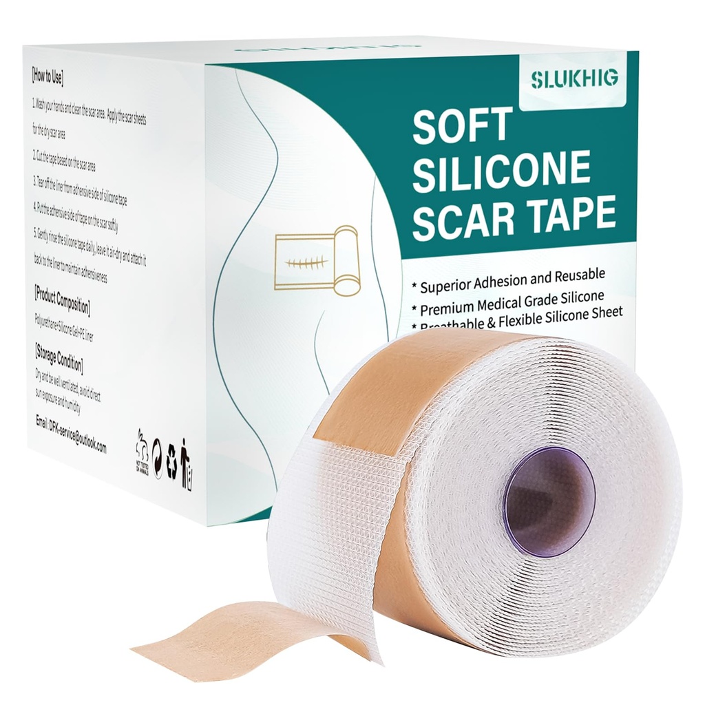 Silicone Scar Sheets (1,6 "x 158" Roll-4M), Silicone Scar Tape för Scar Removal Behandling, Återanvändbara Silicone Scar Strips för C-Sektion, Keloid, Bränn, Acne, Surgical Scars