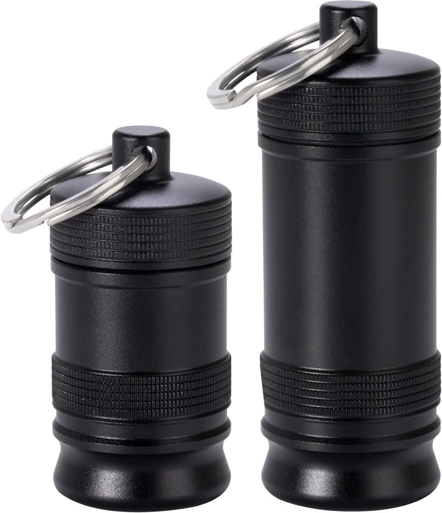 Portable Pill Holder Keychain - Vattentät Aluminiumlegering Small Pill Case, Metal Pill Container för Purse Daily Pill Box Medicine Bottle Organizer för utomhus Camping Travel