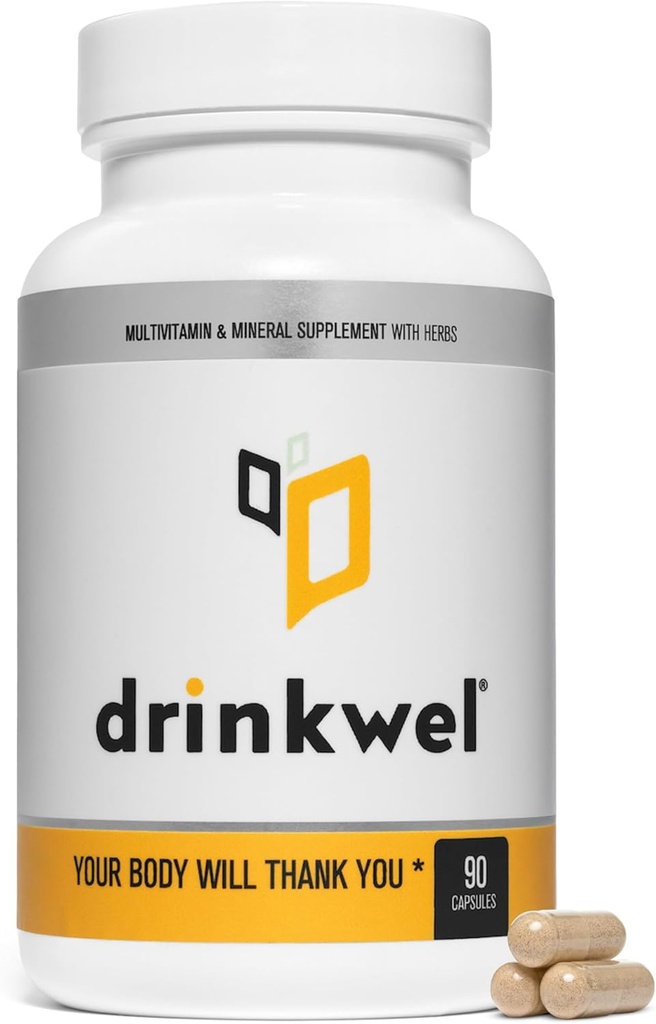 drinkwel för bättre morning - Premium Multivitamin Supplement - Liver Support & Immune Support - Milk Thistle, Vitamin C, Zink, Magnesium - 30 greve - Single Bottle
