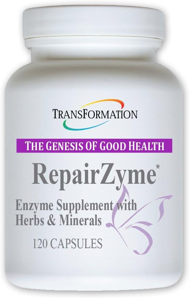 TRANSFORMATION THE GENESIS OF GOOD HEALTH RepairZyme High-Potency Digestive Enzyme Blend Natural Supplement with Herbal Extracts & Essential Minerals for Gut, Digestion & Overall Wellness, 120 Capsule