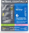 Travel Pack med energi- och sömntillägg - 30 greve - Portable Pack med koffeinremsor för energi och melatoninremsor för sömnstöd under resan - tillverkade i USA, socker och glutenfri