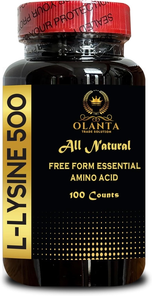 L-Lysin 500 - L-Lysintillskott för ögonhälsa Lip Care Collagen Synthesis och Immune Support, hög styrka Essential Amino Acid, dagligt lysinintag - 1 flaska 100 grejer
