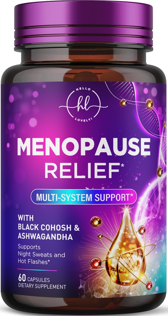 Klimakteriet Kosttillskott för kvinnor med svart Cohosh - Naturlig, Mild Hot Flash, Night Sweats & Hormone Support, Menopause Relief med Dong Quai, Energy & Balance, Non-GMO & Gluten Free - 60 kapslar