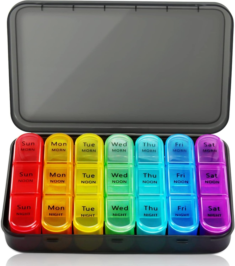 Weekly Pill Organizer 3 Times A Day, 7 Day Pill Box Large Compartments Moisture-Proof Pill Case, Daily Portable Travel Morning Noon Evening Pill Container, för fiskoljor, vitaminer, tillskott