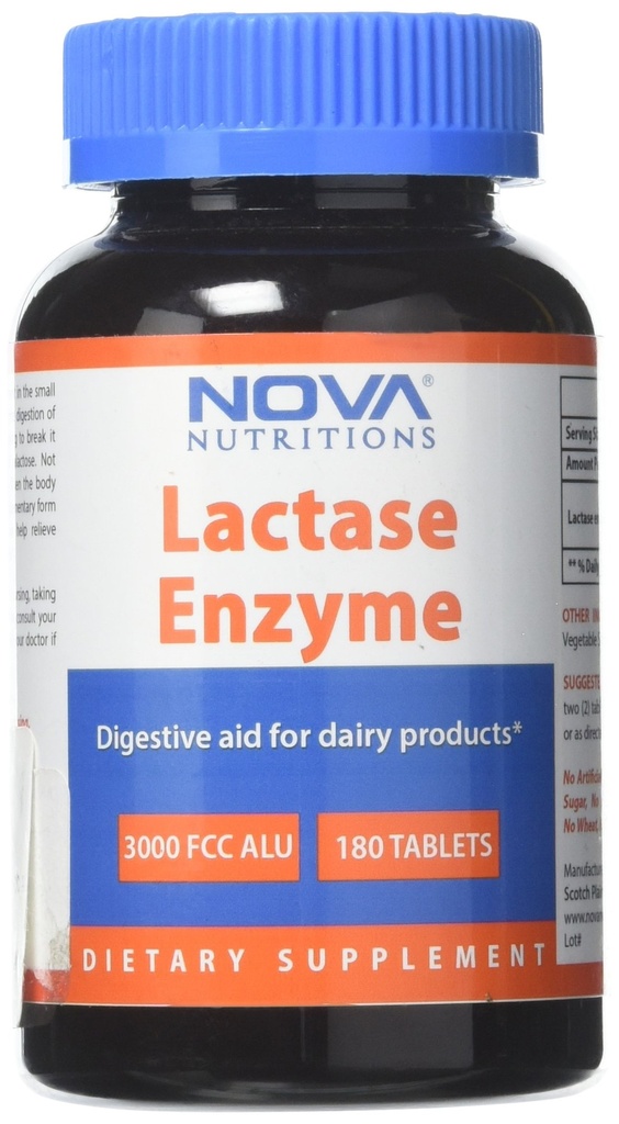 Nova Nutritions Lactase Enzyme 3000 FCC ALU 180 tabletter