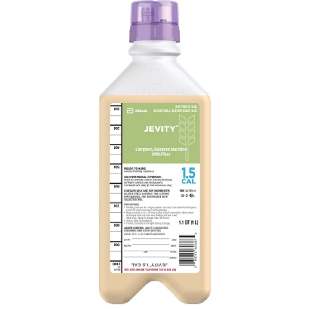 Jevity 1.5 Cal med Fiber and Safety Screw Connector, redo att hänga, Institutionell 1000 ml 62681 Qty 1