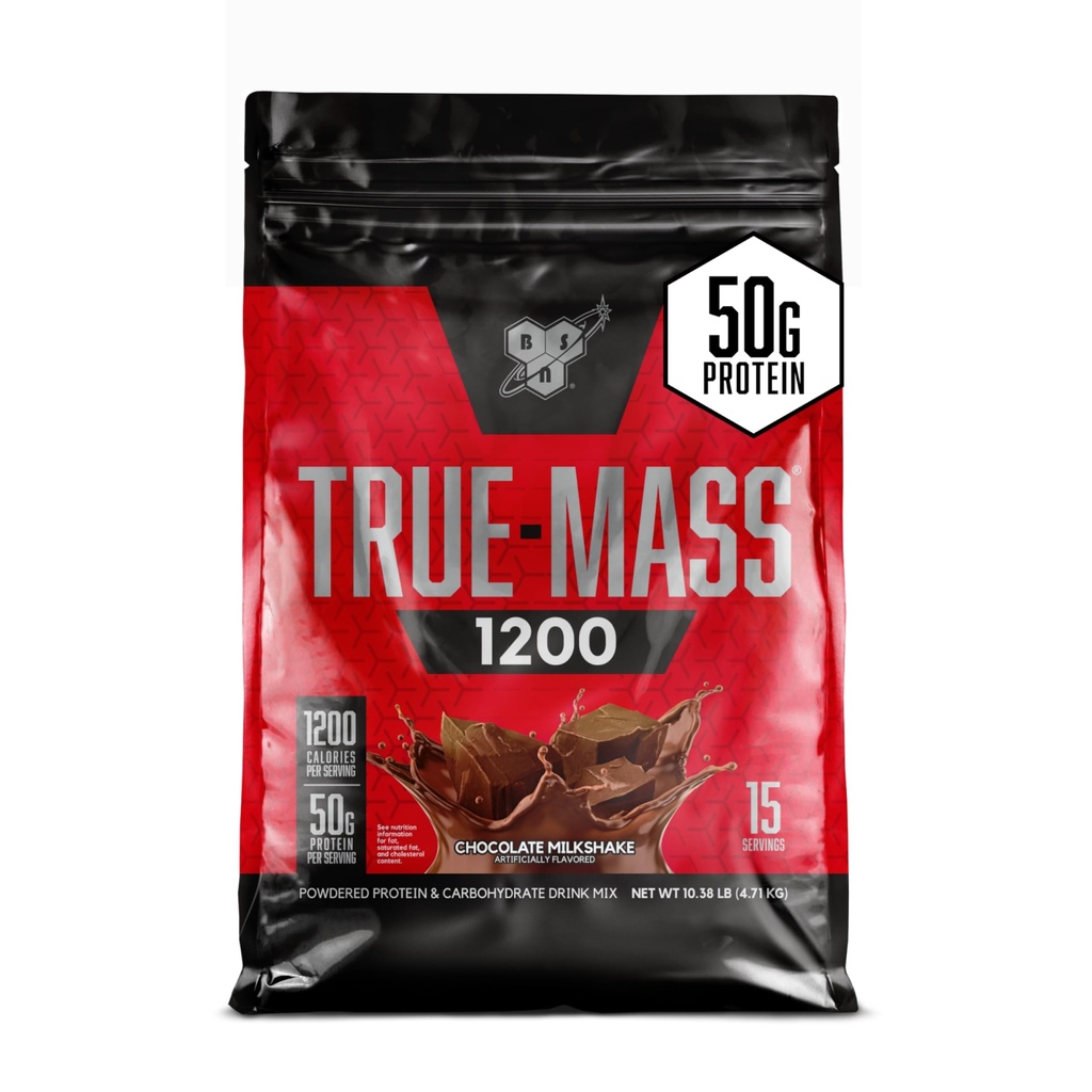 BSN TRUE-MASS Weight Gainer, Muscle Mass Gainer Protein Powder, Chocolate Milkshake, 10,38 Pound (Package May Vary)