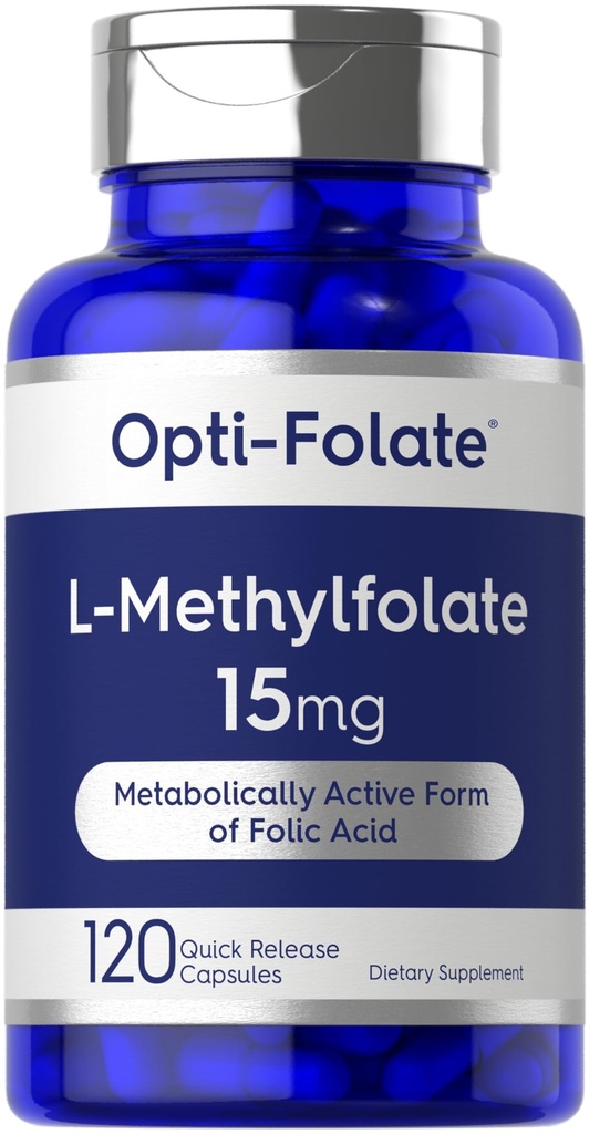 Carlyle L Methylfolate 15mg | 120 kapslar | Värdestorlek | Max Potens | Optimerad och aktiverad | Non-GMO, Gluten Free Supplement | Methyl Folate, 5-MTHF | av Opti-Folate