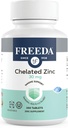 Freeda Chelated Zink 30mg - TRAACS® Zink Bisglycinate för hög absorption - Vegan, Kosher, Gentle on Stomach - Immune Support för vuxna, män och kvinnor - 250 små tabletter