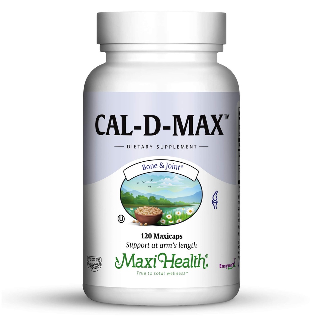 Maxi Health Cal-D-Max - Calcium Citrate - med vitamin D3 - Benstöd - 120 kapslar - Kosher
