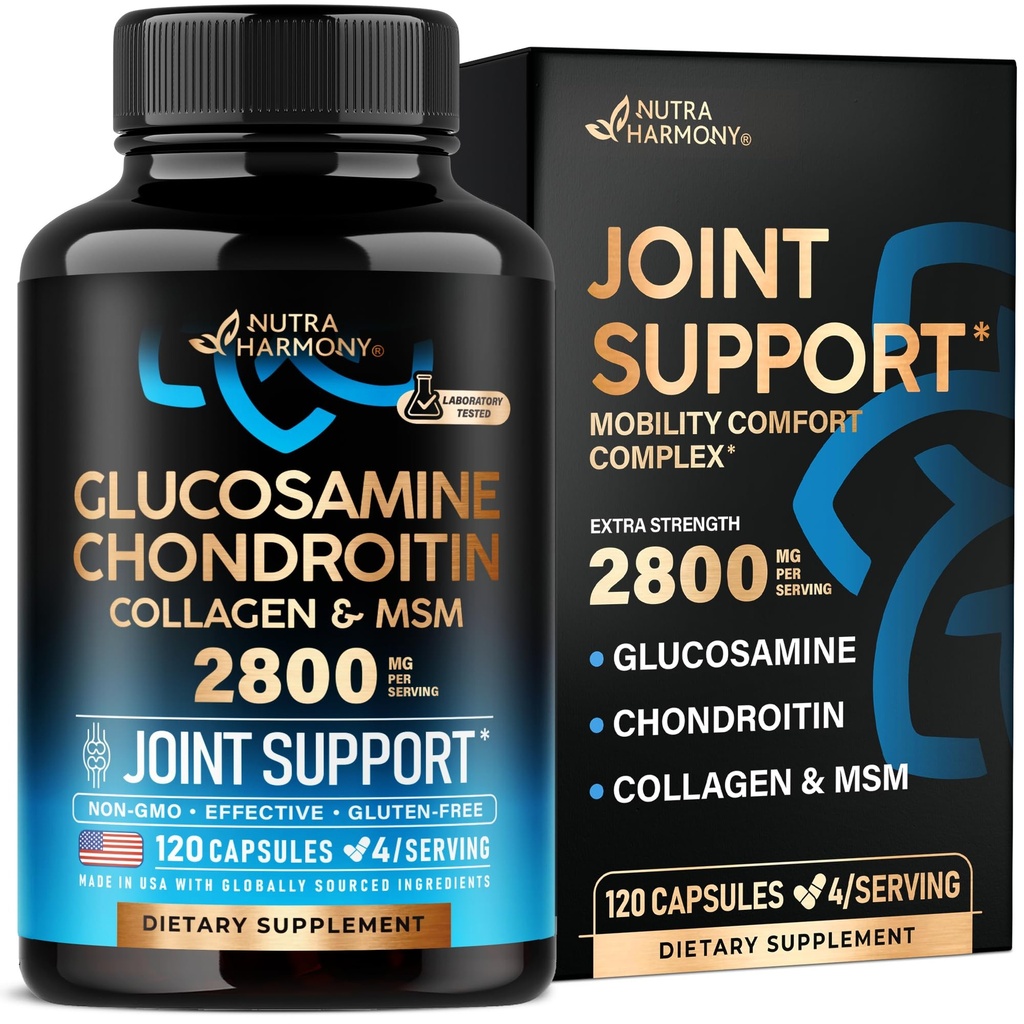 Glukosamin Chondroitin MSM Collagen | FSA HSA Berättigade | Gemensamt stöd Supplement 2800 mg | Gjord i USA | FSA godkända produktobjekt | Flexibilitet närings vitaminer | För Män & Kvinnor, 120 kapslar