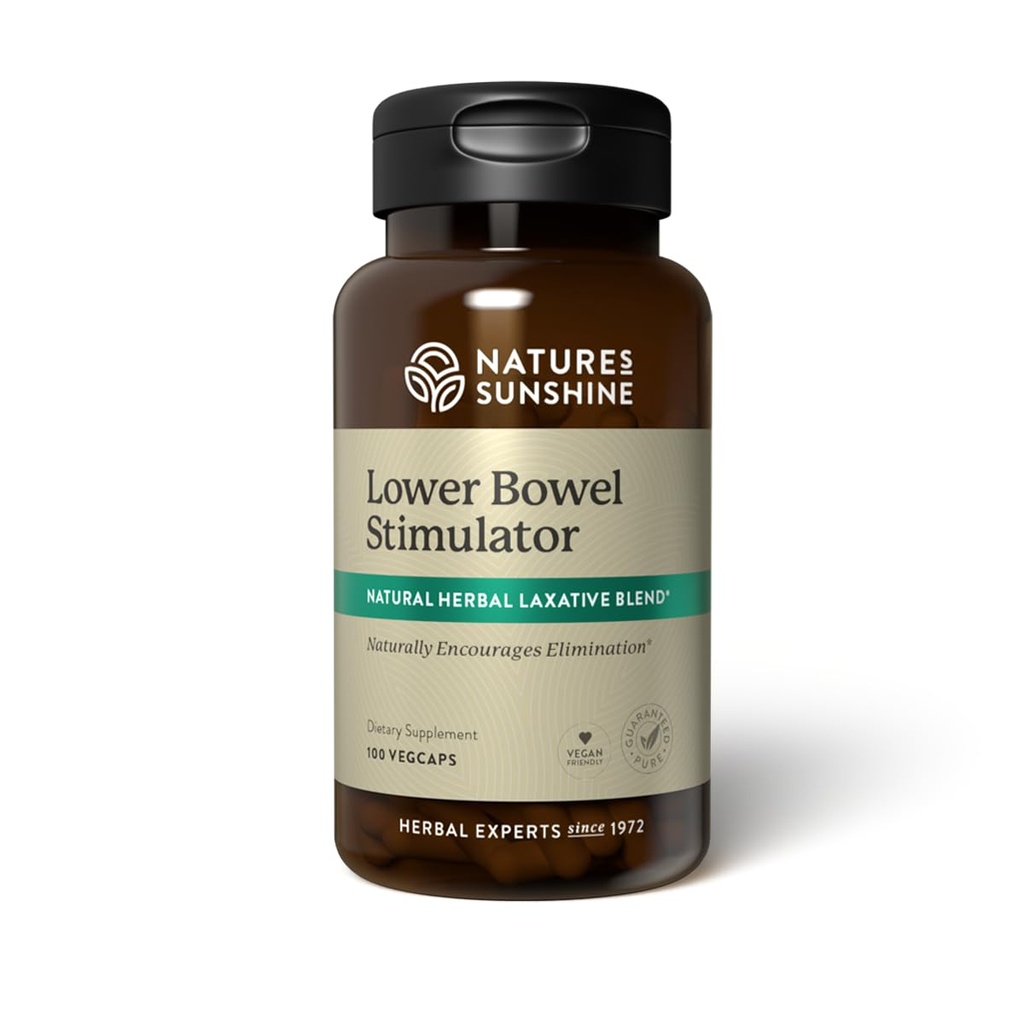 Naturens Sunshine Lower Bowel Stimulator - Hjälper till att lindra förstoppning - rengöra och avgifta din kolon med naturliga växtbaserade ingredienser - 25 portioner - 100 Vegcaps