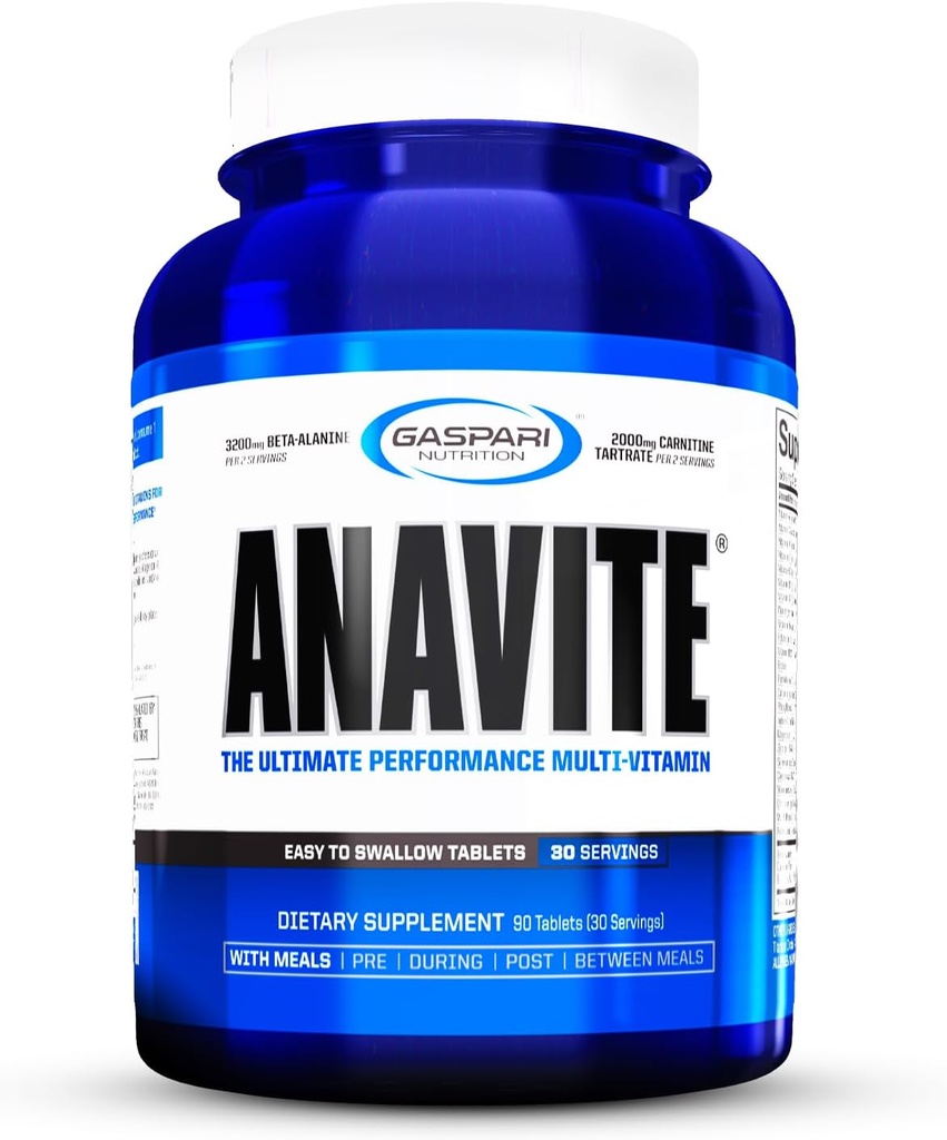 Gaspari Nutrition Anavite, Sports Multi-Vitamin with Amino Acids, Beta-Alanine and L-Carnitine, Enhanced Performance and Recovery (New Smaller Size, 30 Servings)