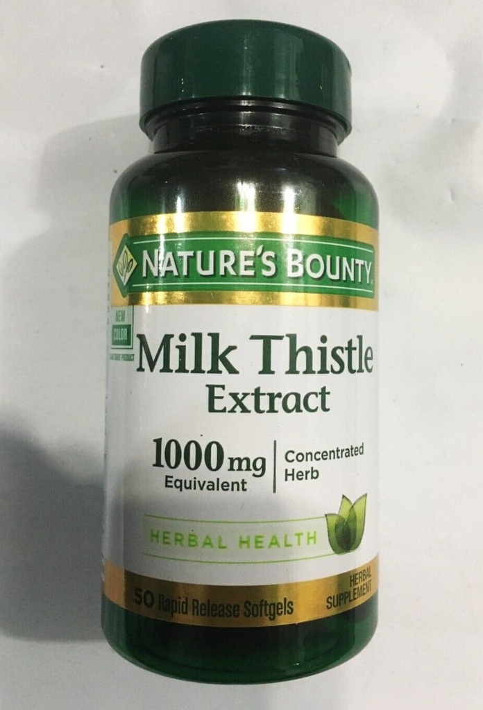 Naturens Bounty Milk Thistle 1000mg, Herbal Health Supplement, Daily Supplement, Gluten Free, Rapid Release Softgels, 50 Ct