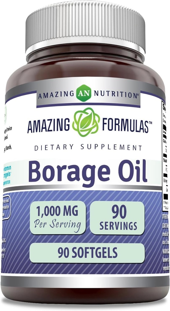 Fantastiska Formler Borage Oil Supplement | 2000 Mg Per Serving | Softgels | Non-GMO | Gluten-Free | Made in USA (1 Pack, 90 Count)