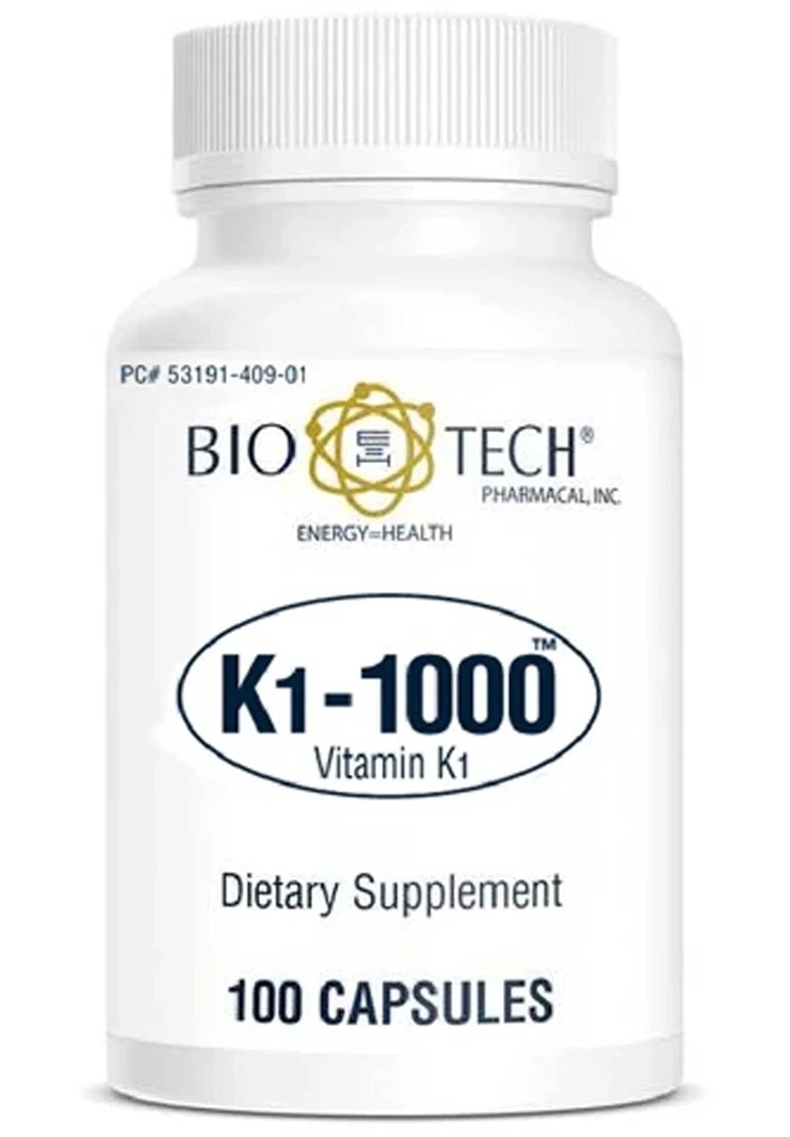 K1-1000 (Vitamin K1) 100 kapslar - 3 Pack - Bio-Tech Pharmacal