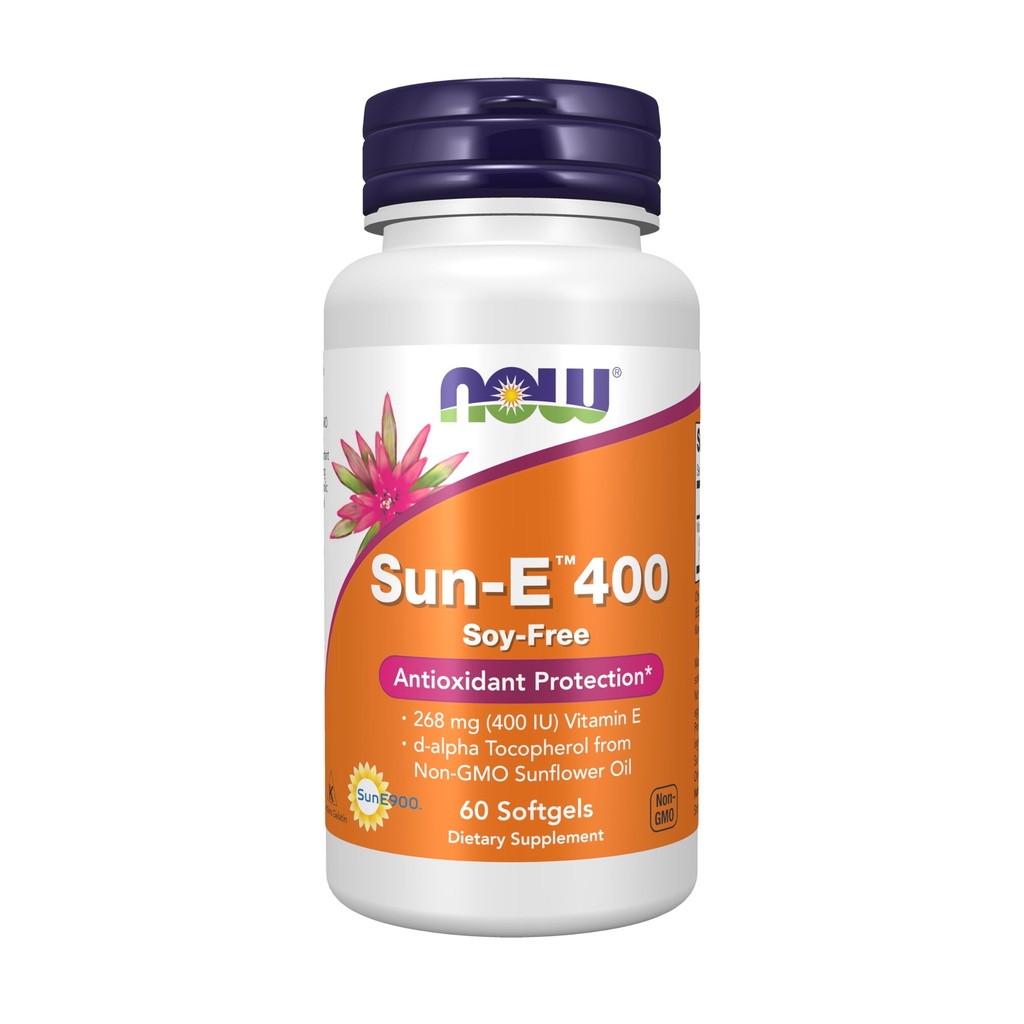 NOW Foods Supplements, Sun-ETM 400 IE med d-alfa Tocopherol från icke-GMO Sunflower Oil, 60 Softgels