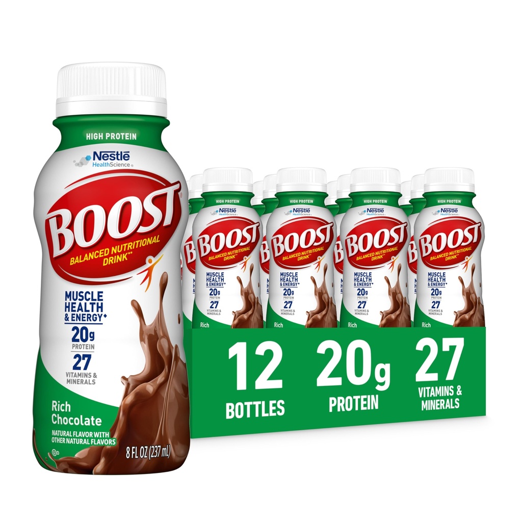 BOOST High Protein Redo att dricka balanserad näringsdryck, Rich Chocolate, 8 FL OZ (Pack av 12)