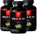 VIP VITAMINS Ginkgo biloba för tonåringar - Ginkgo Biloba Leaf 120mg - för hälsosam hjärnfunktion (3 flaskor - 150 kapslar)