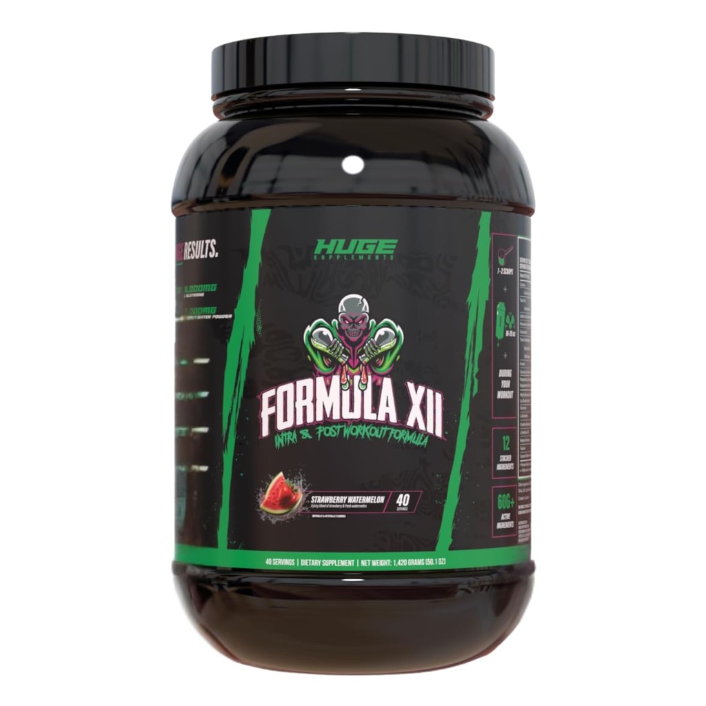 Formel XII Intra Workout Carbs & Post Workout Recovery Powder, Snabbt Absorbed, Boost Exercise Performance, Styrka, Uthållighet och Hydration, 12 Science-Backed Ingredients (Strawberry Watermelon)