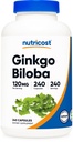 Nutricost Ginkgo Biloba 120mg, 240 kapslar - Extra styrka Ginkgo Biloba Extract - Gluten Free & Non-GMO
