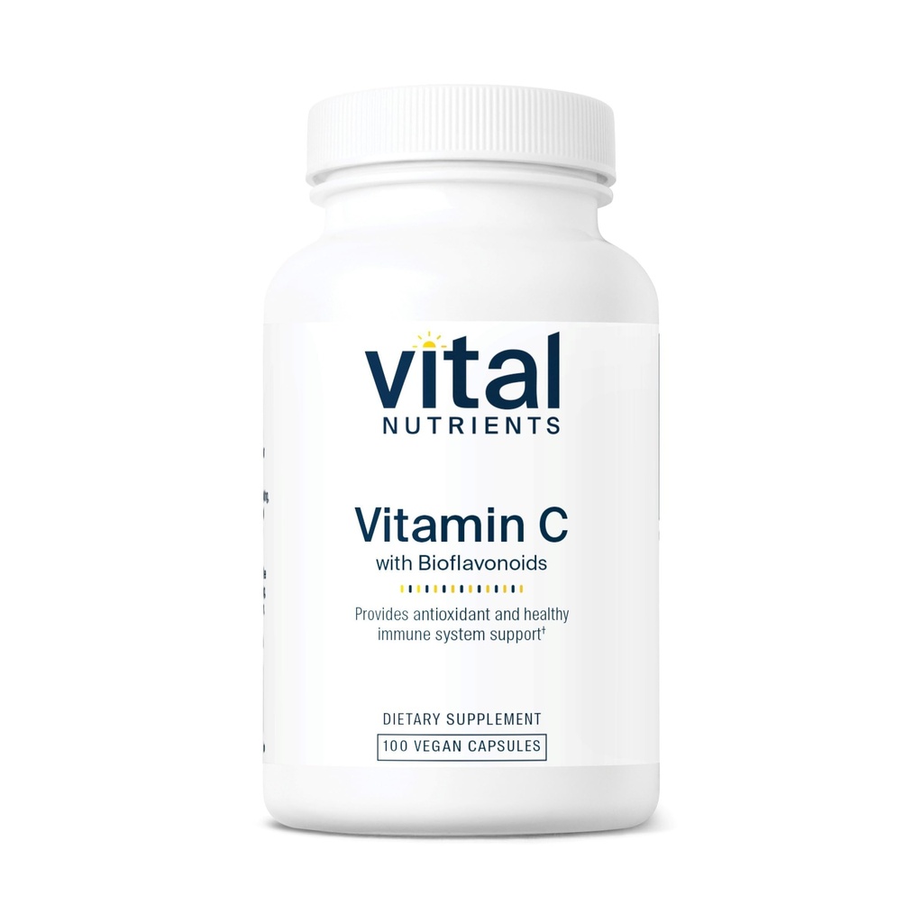 Vital Nutrients Vitamin C med Bioflavonoider | Vegan Supplement för Immune Support * 1000mg Vitamin C och 500mg Citrus Bioflavonoid | Gluten, Mjölk och Soja Fri | Icke-GMO | 100 kapslar