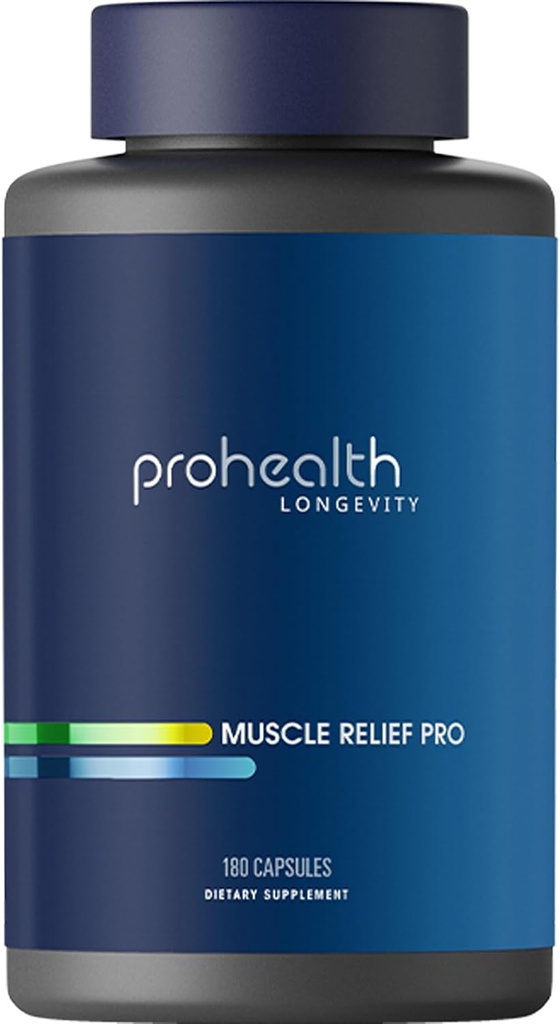 ProHealth Joint & Muscle Relief Pro - Glucosamine Chondroitin, Turmeric, Magnesium, MSM, Malic Acid, Boswellia. Tillägg för att hjälpa till att minska muskel- och gemensamt obehag och sova bättre (30 portioner)