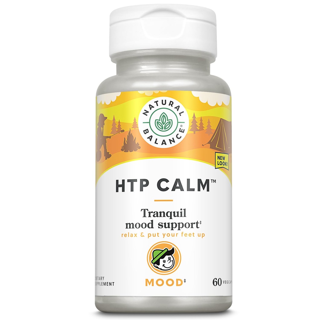 Natural Balance HTP Calm | Herbal Supplement hjälper till att stödja humör, avkoppling och stress | Vitamin B-6, Kava Kava och St Johns Wort | 60 Caps