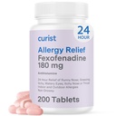 Curist Fexofenadine Hydrochloride 180mg (200 tabletter) Non Drowsy Allergy Medication - 24 Hour All Day Allergy Relief för Runny Nose, Itchy Eyes och Throat - Allergy Relief tabletter (200 greve)