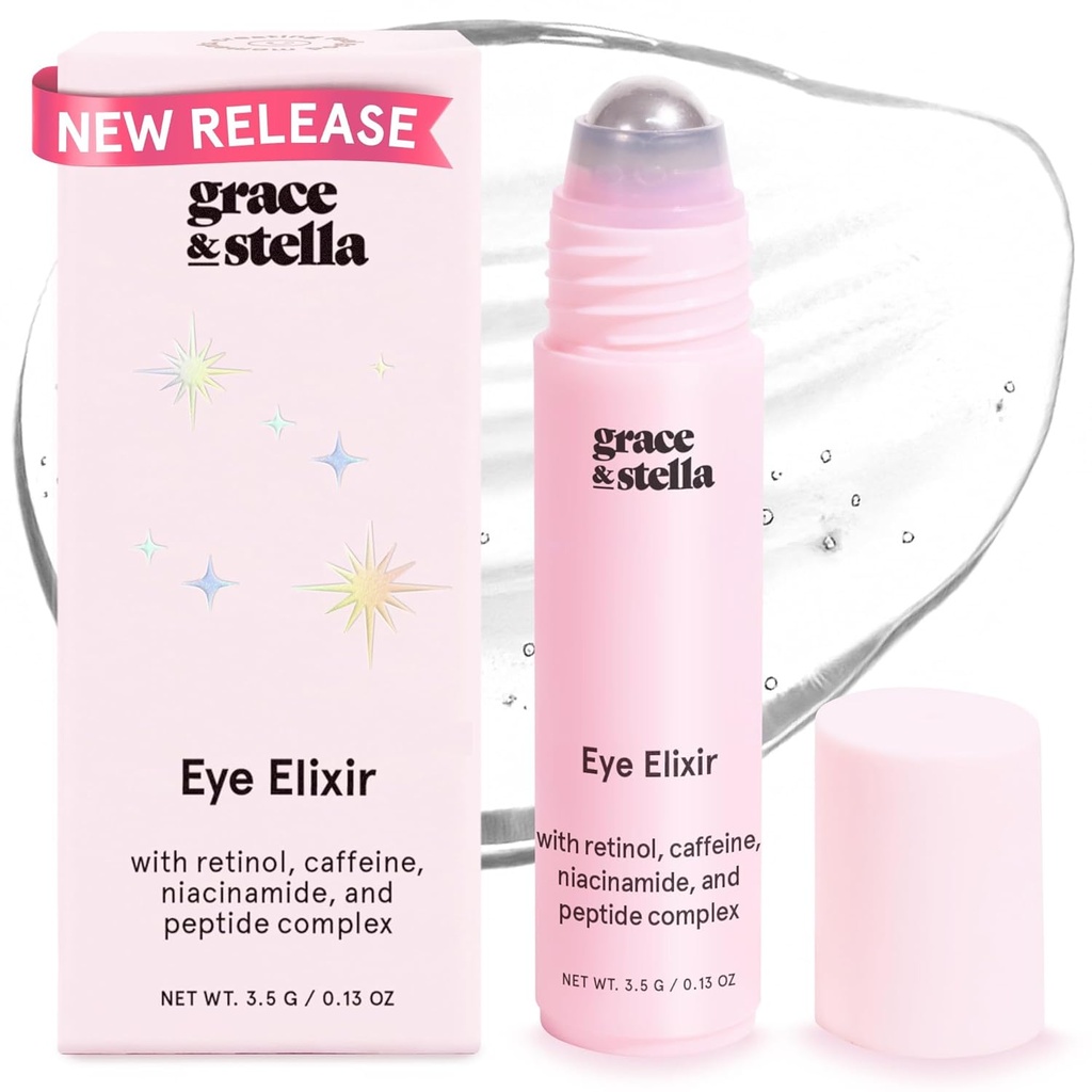 grace & stella Under Eye Serum - Retinol & Caffeine Eye Serum för Puffiness, mörka cirklar, rynkor - Vegan Skincare
