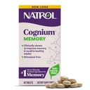 Natrol Cognium Memory, Hjärnhälsotillskott för vuxna, kosttillskott för hjärnhälsa och kliniskt visade för att förbättra minne och återkallelse hos friska vuxna, 60 tabletter, upp till 30 dagars leverans