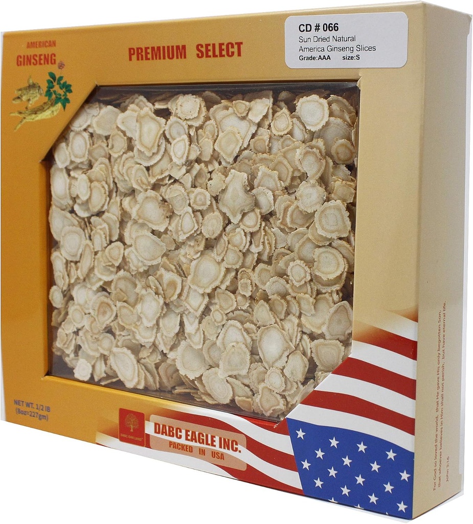 DOL American Ginseng skivor från Wisconsin (Sliced Ginseng Root Wisconsin Grown! De flesta använder det för att göra Ginseng Tea! Bra för hälsa! 8OZ/Box