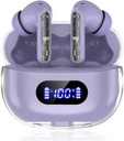 Lila trådlösa öronproppar P1 PRO, hörlurar trådlösa Bluetooth hörlurar med Clear Call Mics Ear Buds, Comfortable Fit, IPX7 Waterproof Long Battery Life, 30H Playtime för sport träning