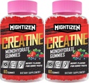 Kreatin för Män & Kvinnor Kreatin Monohydrat Gummies, Kreatin Monohydrat per Servering med Taurin & Vitamin B12, Pre-Workout för Max Strength, Energy & Endurance - 2 Pack