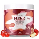 Fiber Gummies med Probiotics,10G Fiber per servering No Sugar Added Apple Flavor, med 10 miljarder CFU Probiotics Blend, Apple Cider Vinegar, Vitamin C, Inulin, Bloating Support 90 Count