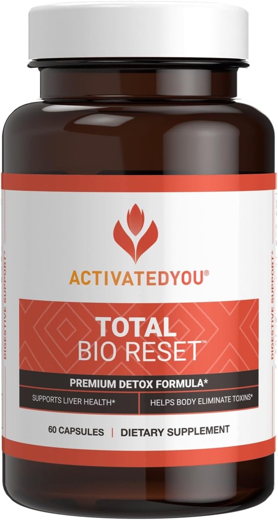 ACTIVATEDYOU Total Bio Reset- Detox Formel för rengöring och spolning Digestive System för Radiant Skin & Sustained Energy w/Chlorella, Kiwi Fruit och Dandelion Root (60 kapslar)
