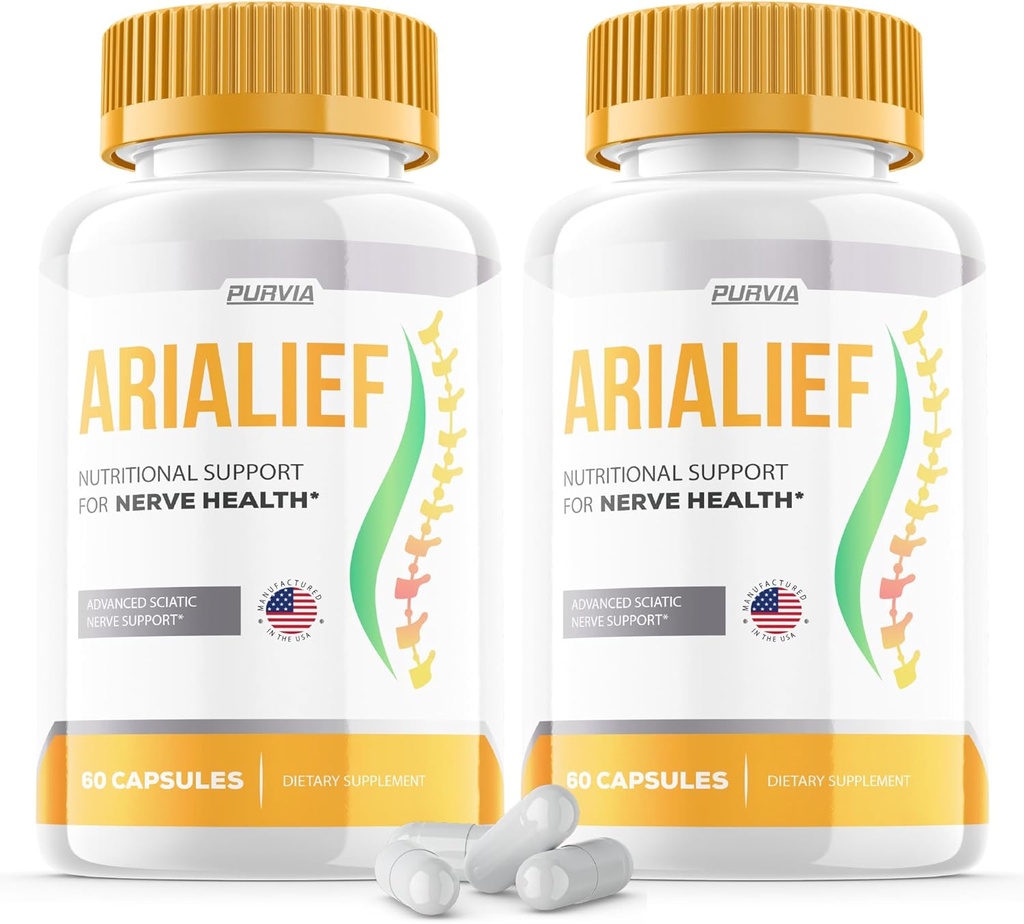 (2 Pack) Arialief Capsules Sciatica - Officiell Formel - Arialief Vitamin Supplement Advanced Strength Formula, Arialief Capsules Nutritional Support Maximum Strength Overall Wellness (120 kapslar)
