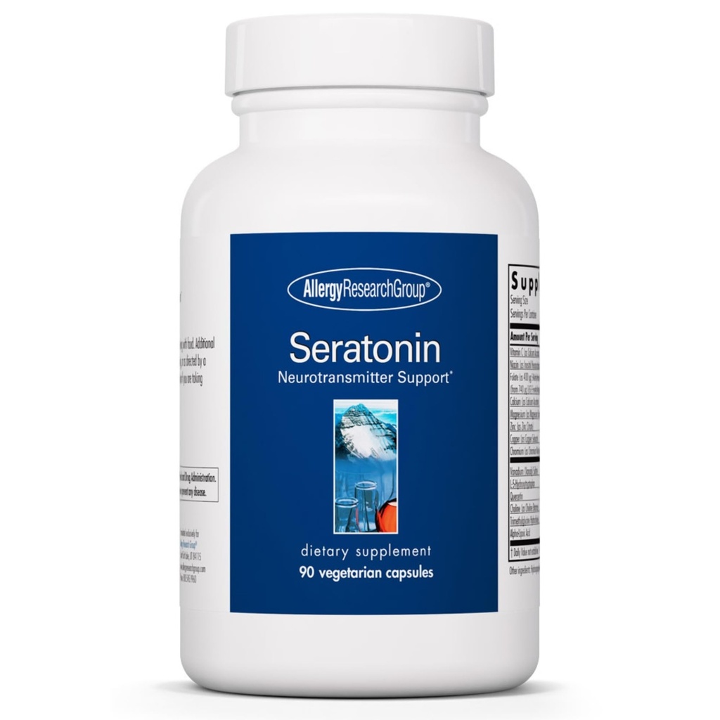 Allergy Research Group Seratonin Supplement - Serotonin Booster, Stress and Sleep Support, Serotonin Supplements for Men & Women, Serotonin Pills - 90 vegetariska kapslar