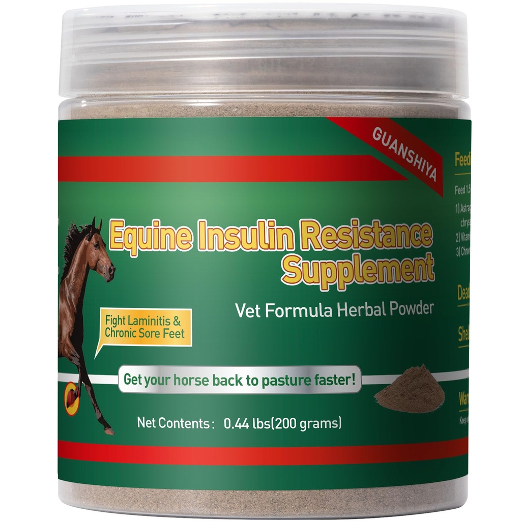 Insulin Resistance Supplement för hästar, växtbaserade formulerade för hög insulin, kronisk laminit, Cushings syndrom, ömma fötter, blodsockerreduktion och metabolisk förbättring, 0,44 lbs