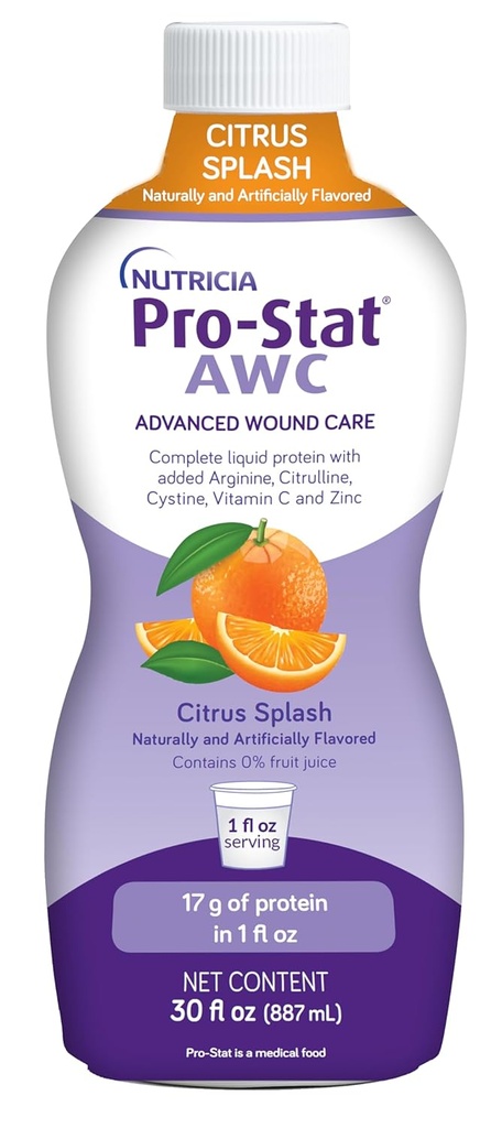 Pro-Stat Advanced Wound Care (AWC), Concentrated Liquid Protein Medical Food - Citrus Splash Punch Flavor, 30 Fl Oz flaska