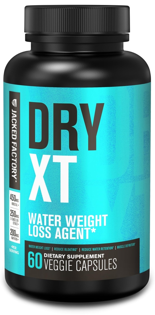 Jacked Factory Dry-XT Diuretic Water Pills - Naturtillskott | Minskar vattenretention och uppblåsthet | Dandelion Root Extract, kalium, 7 Mer kraftfulla ingredienser - 60 Veggie kapslar