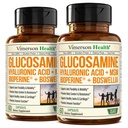 Glukosaminsulfat med Hyaluronsyra, Boswellia, Black Pepper & MSM Supplement - 5-i-1 gemensamma kosttillskott för män och kvinnor - Gemensam hälsa, rörlighet och benstyrka - FSA Eligible 2 Pack